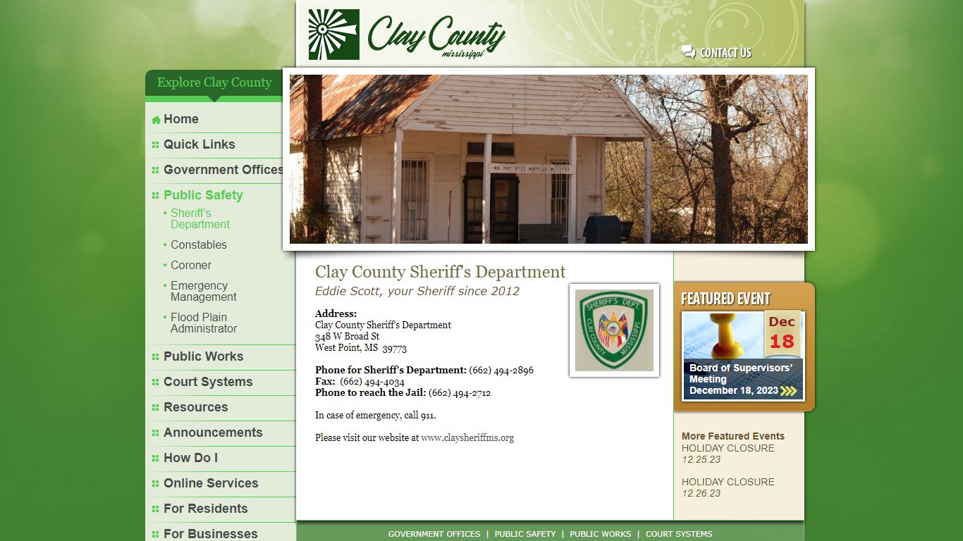 Clay County, Mississippi | Sheriff’s Department
